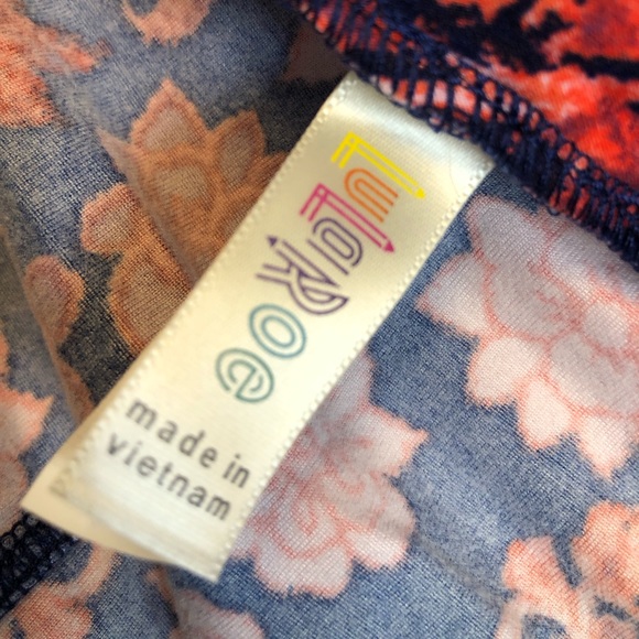 LuLaRoe Tall & Curvy leggings, orange/purple/navy paisley/floral pattern. - Picture 3 of 6